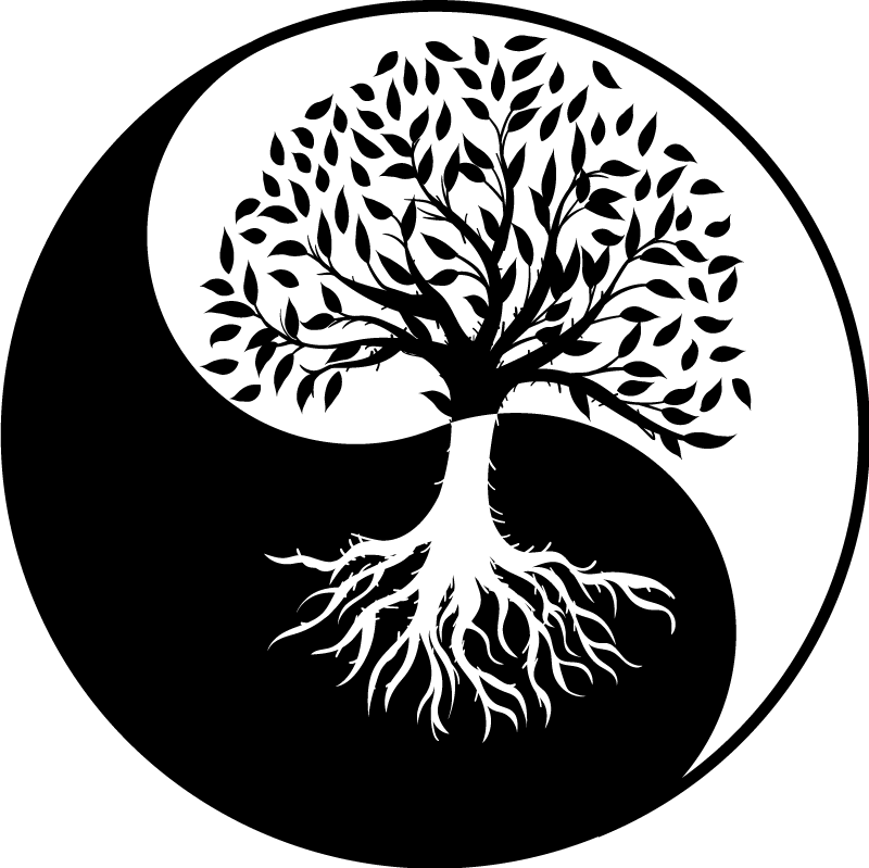 Vinyl teppich blumen lebensbaum yin und yang - TenStickers
