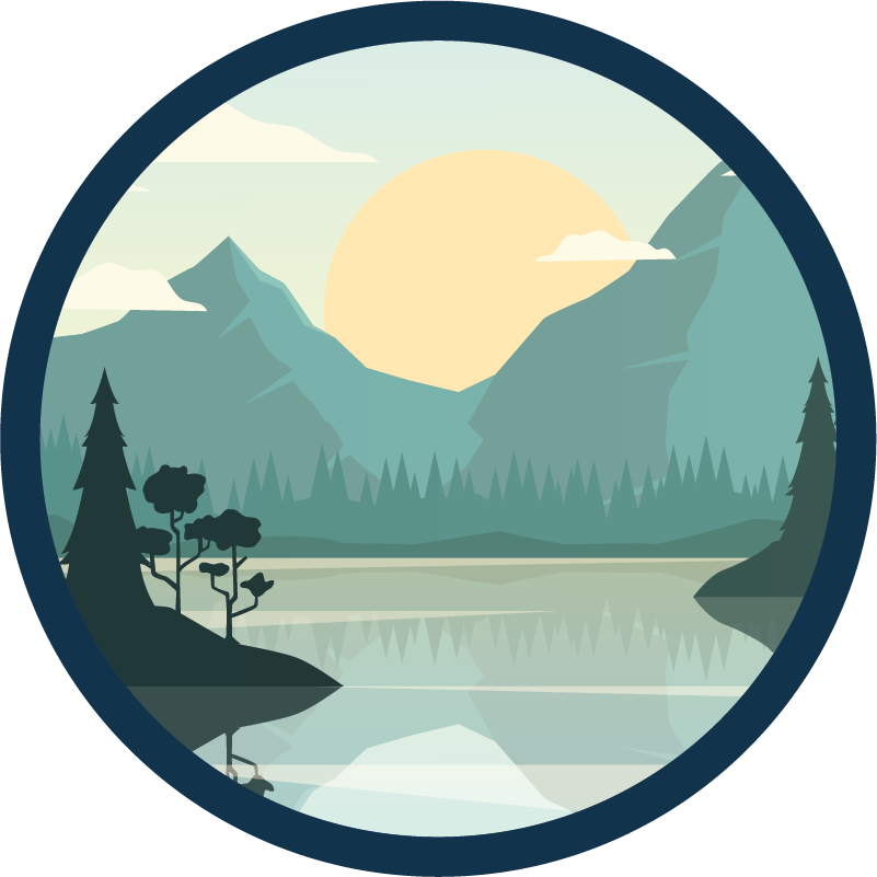Vinyl teppich blumen silhouette von berg und see - TenStickers