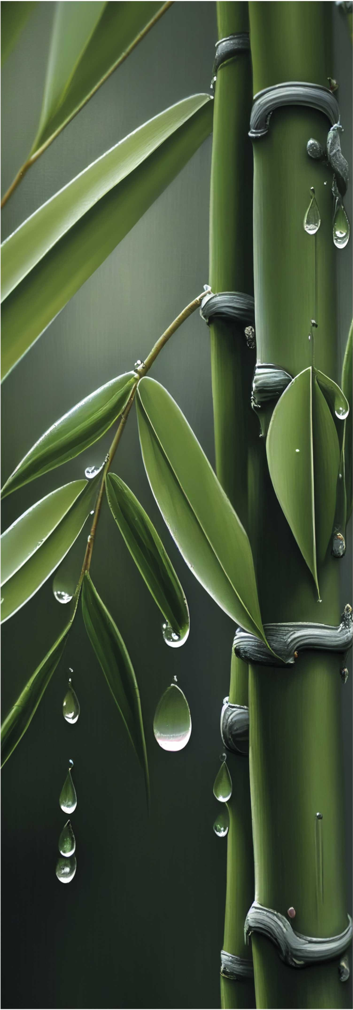 Vinyl teppich blumen bambus mit tropfen - TenStickers
