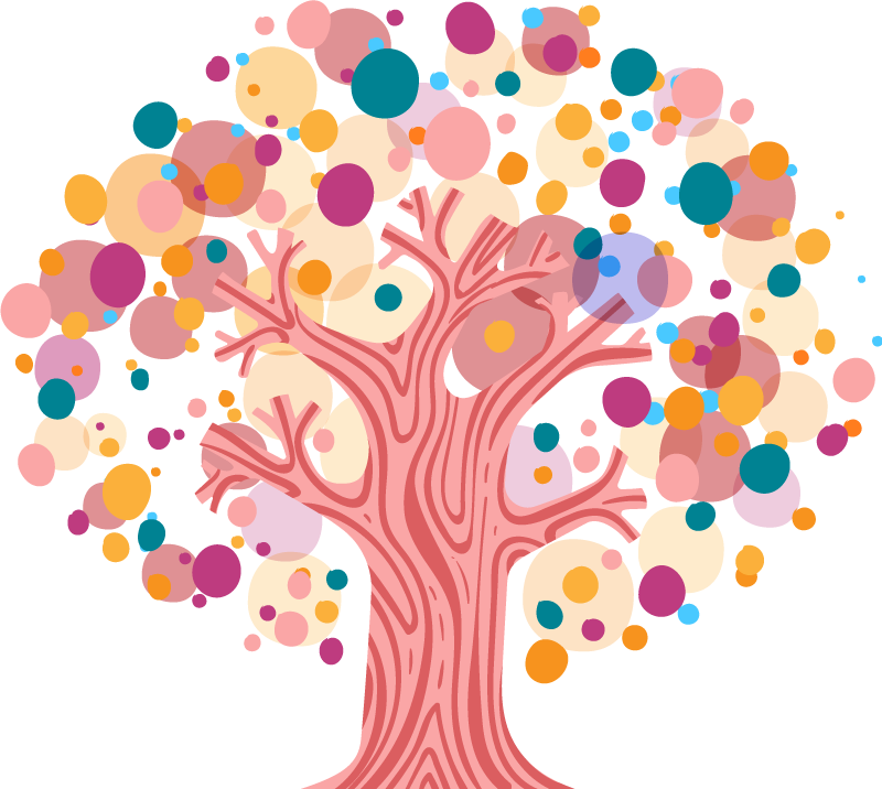 Vinyl teppich blumen mit buntem baum-silhouette - TenStickers