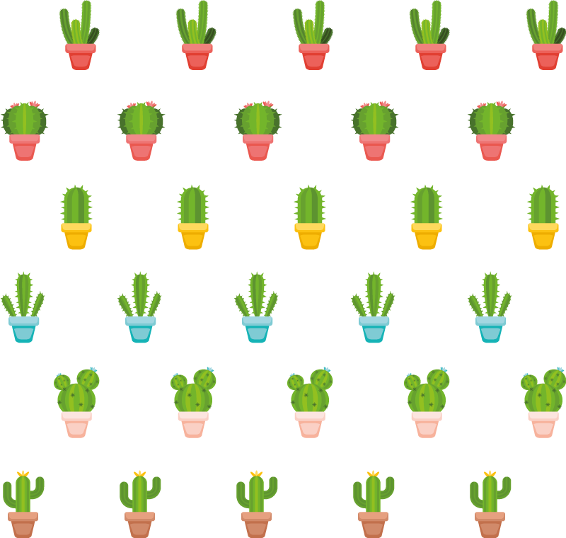 Vinyl teppich blumen mit kakteenmuster - TenStickers