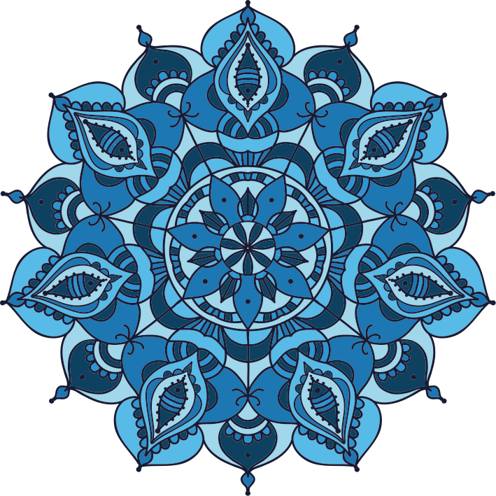 Vinyl teppich blumen mit filigranem blauen mandala - TenStickers