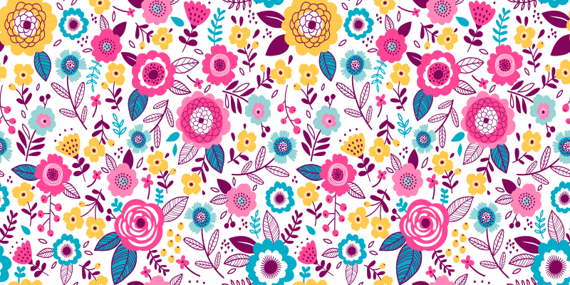 Vinyl teppich blumen kallax mit pinken blumen - TenStickers
