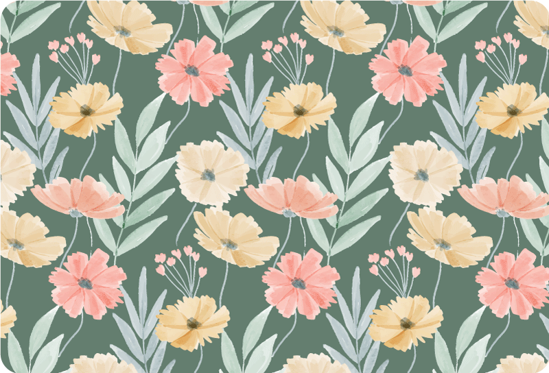 Vinyl teppich blumen im original aquarellmuster - TenStickers