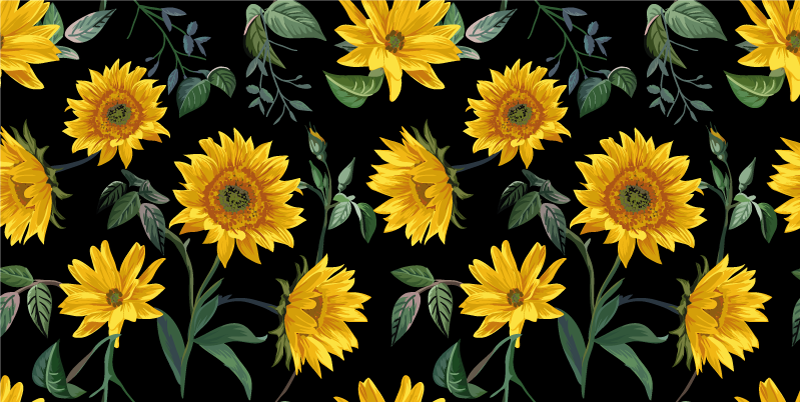 Vinyl teppich blumen im vintage sonnenblumen stil - TenStickers