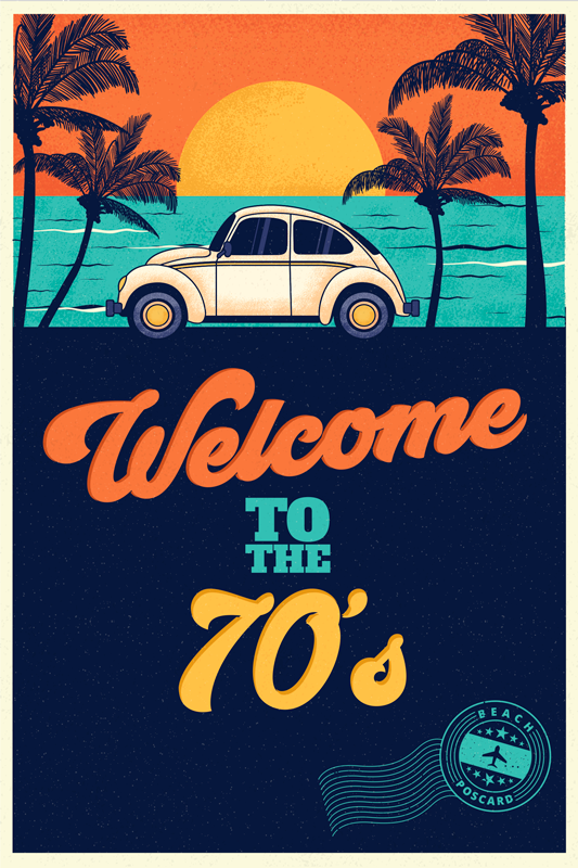 Vinyl teppich vintage willkommen in den 70ern - TenStickers