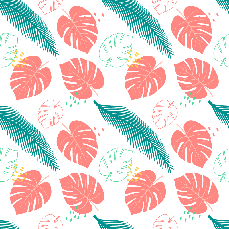 Vinyl teppich blumen mit pinken tropenblättern - TenStickers
