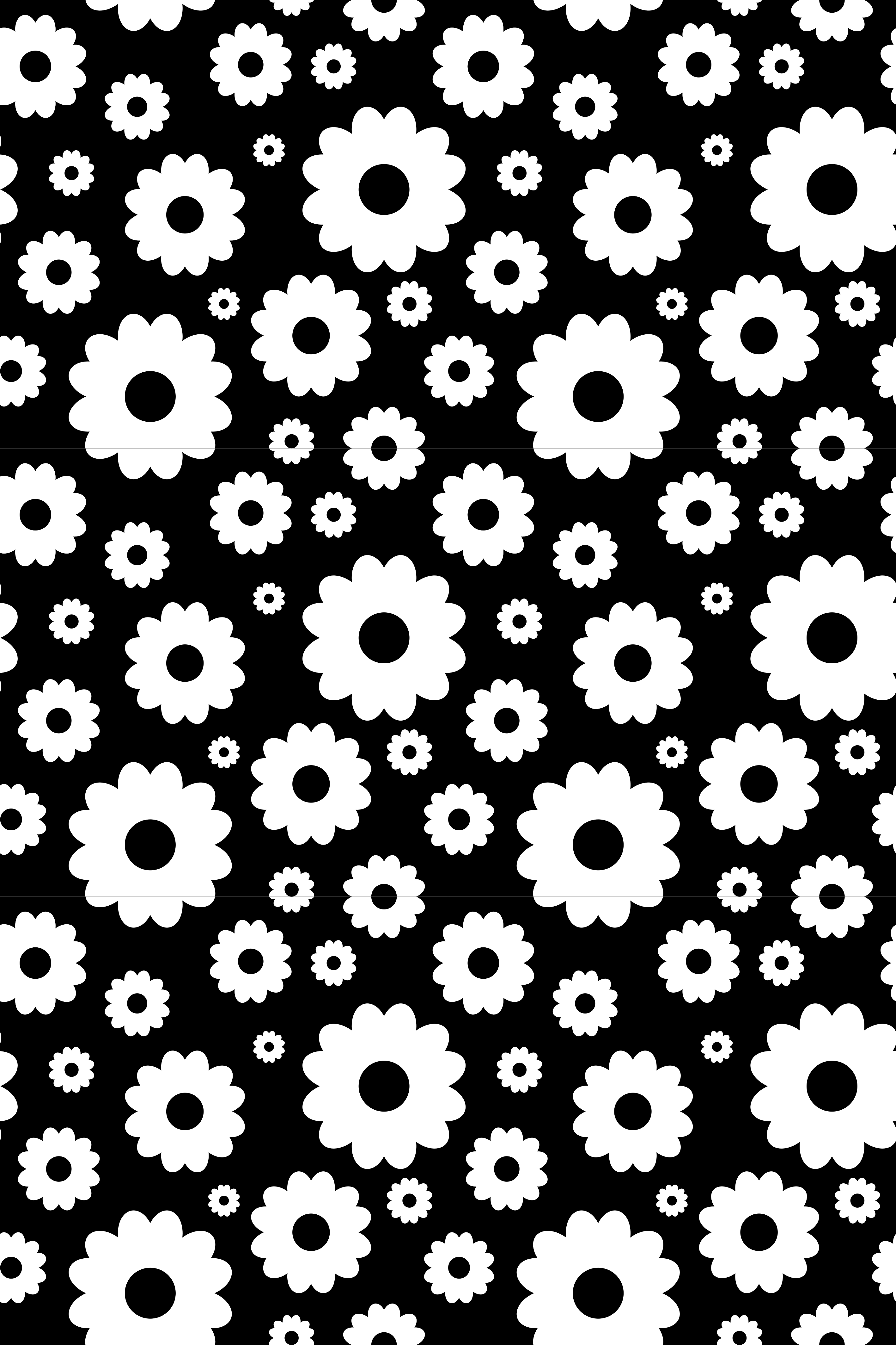 Vinyl teppich blumen in schwarzweiß mit gänseblümchen - TenStickers