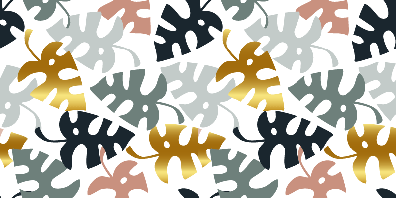 Vinyl teppich blumen in gold und bunten blättern - TenStickers
