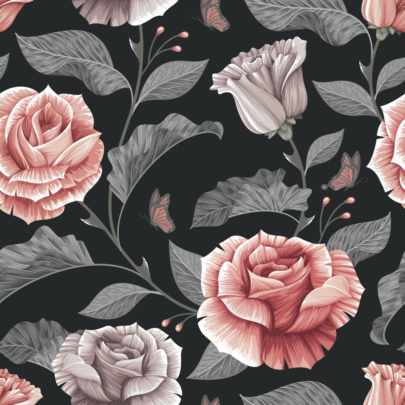 Vinyl teppich blumen im rosenmuster - TenStickers