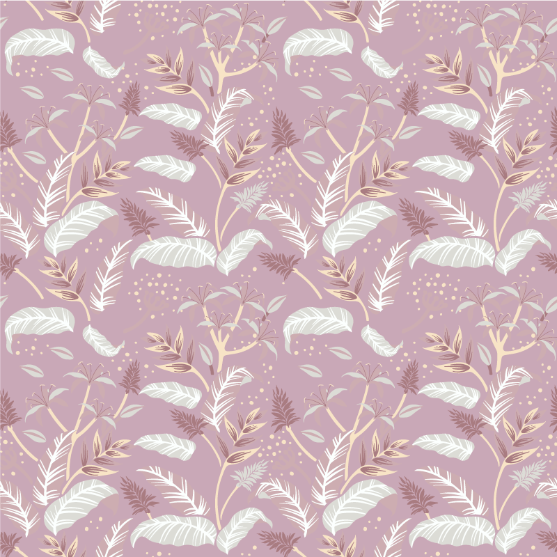Vinyl teppich blumen im vintage design mit blättern - TenStickers