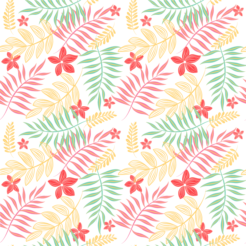 Vinyl teppich blumen im neonblätter design - TenStickers