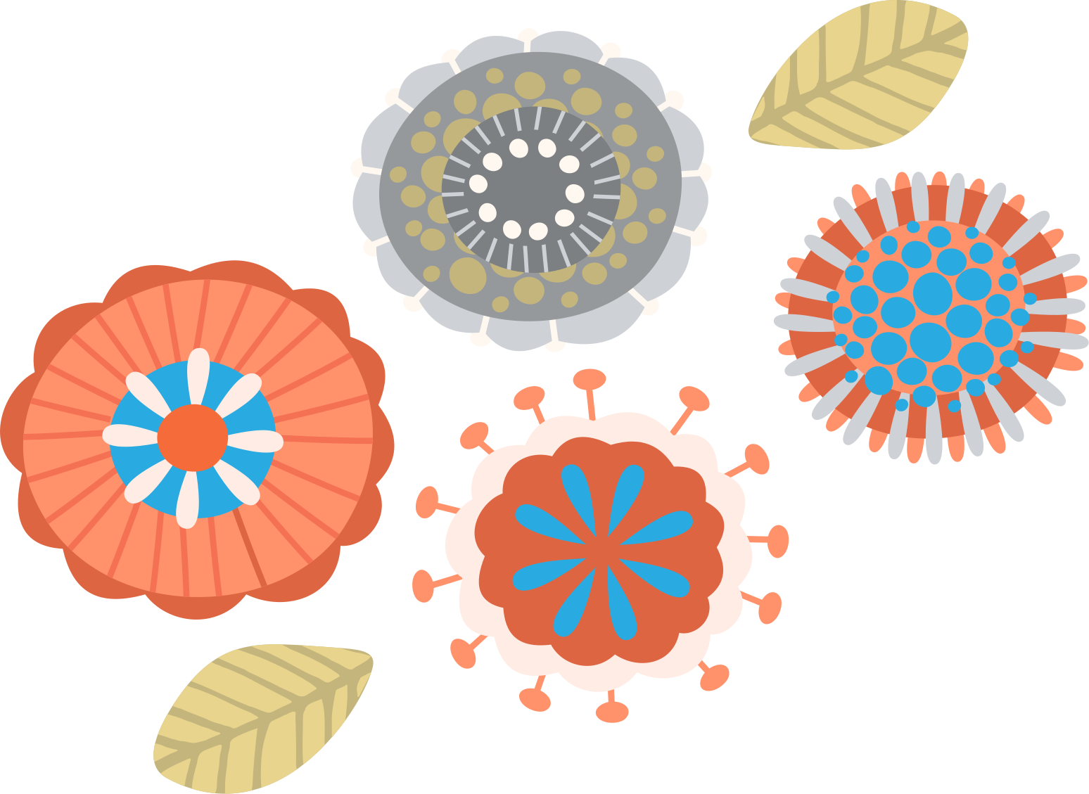 Vinyl teppich blumen in bunten floralen formen - TenStickers