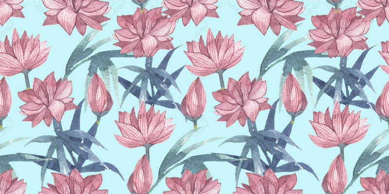 Vinyl teppich blumen in aquarellblau - TenStickers