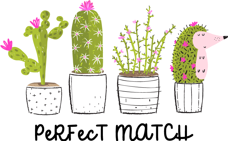 Vinyl teppich blumen perfekte ergänzung kakteen - TenStickers