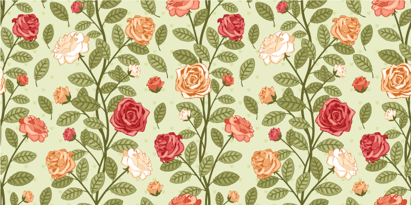 Vinyl teppich blumen set aus vintage rosen - TenStickers
