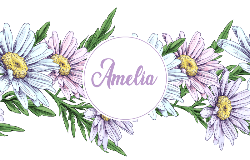 Vinyl teppich blumen gänseblümchen design mit namen - TenStickers