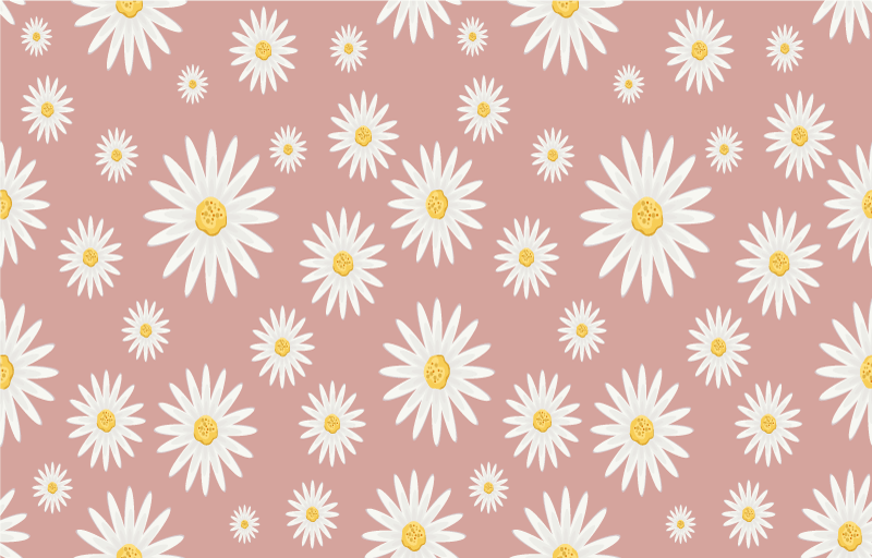 Vinyl teppich blumen mit süßem pinkem gänseblümchenmuster - TenStickers