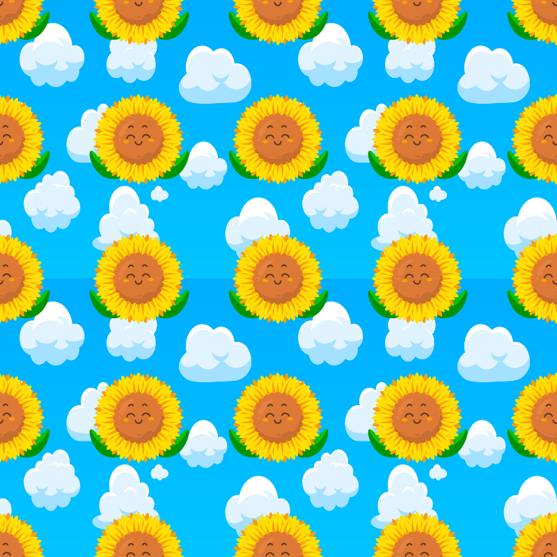 Vinyl teppich blumen mit lustigem gelben lächelblumen - TenStickers