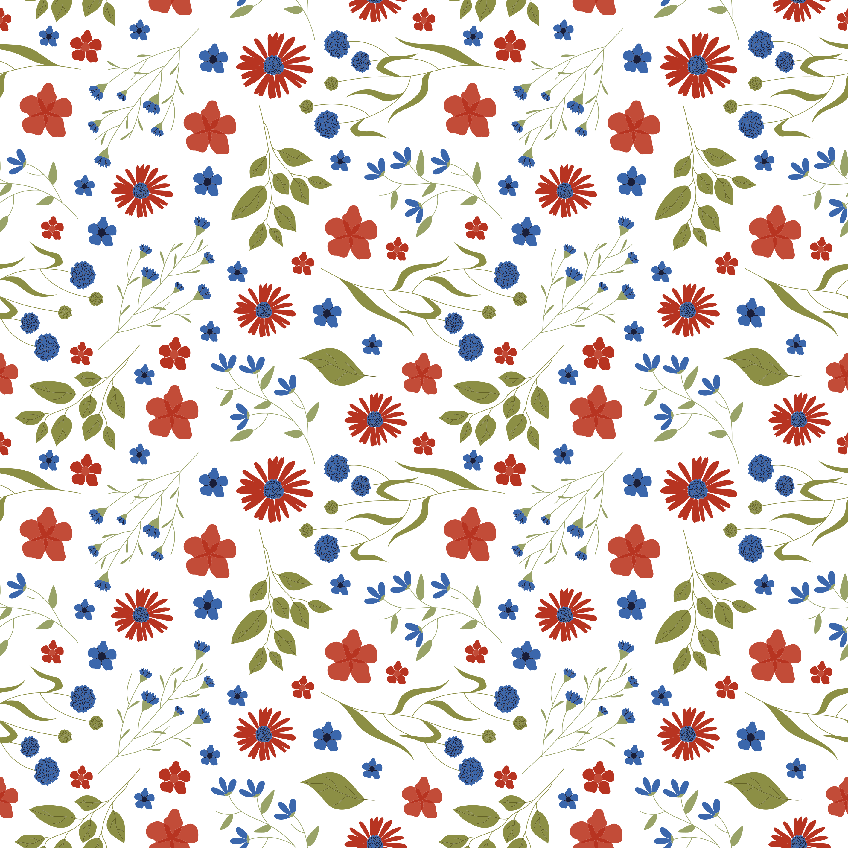 Vinyl teppich blumen in blau und rot gartenmuster - TenStickers