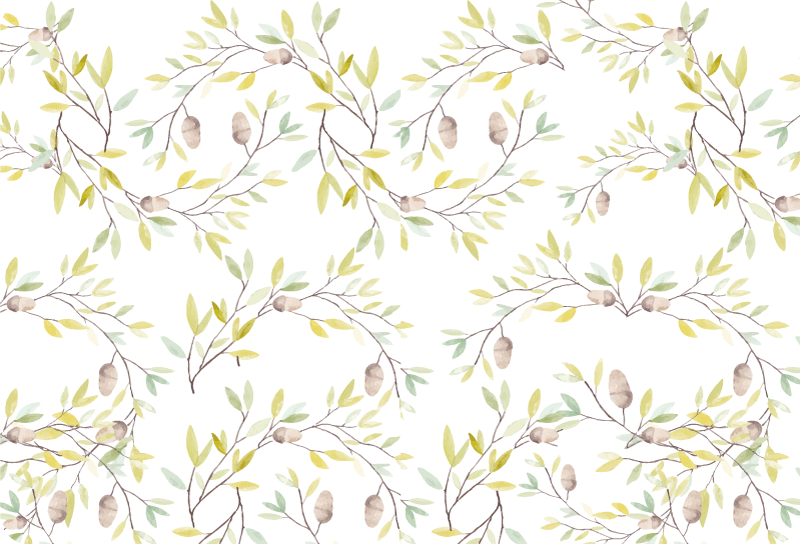Vinyl teppich blumen im original aquarell grünblätter muster - TenStickers