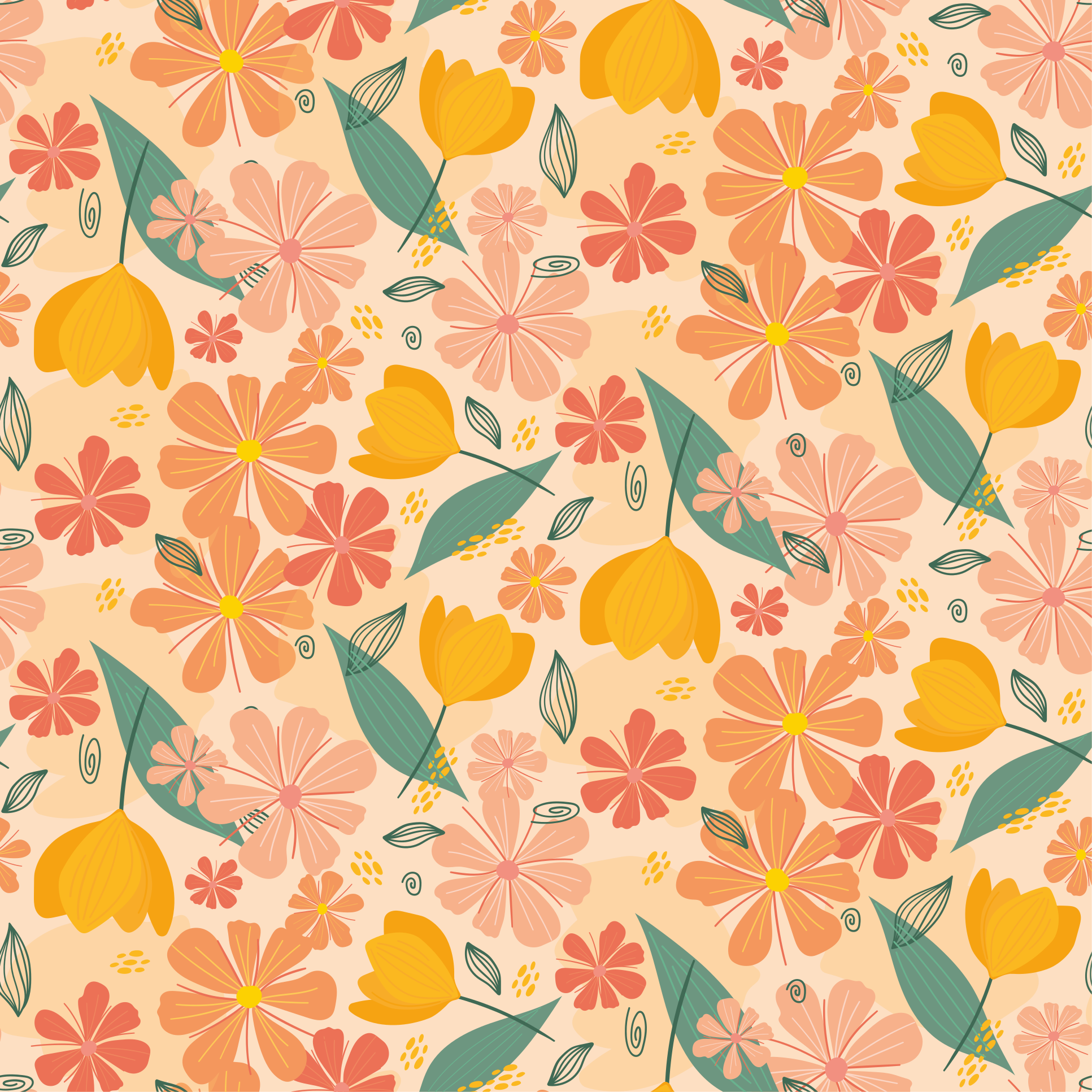 Vinyl teppich blumen bunte vintage blätter und blumen - TenStickers