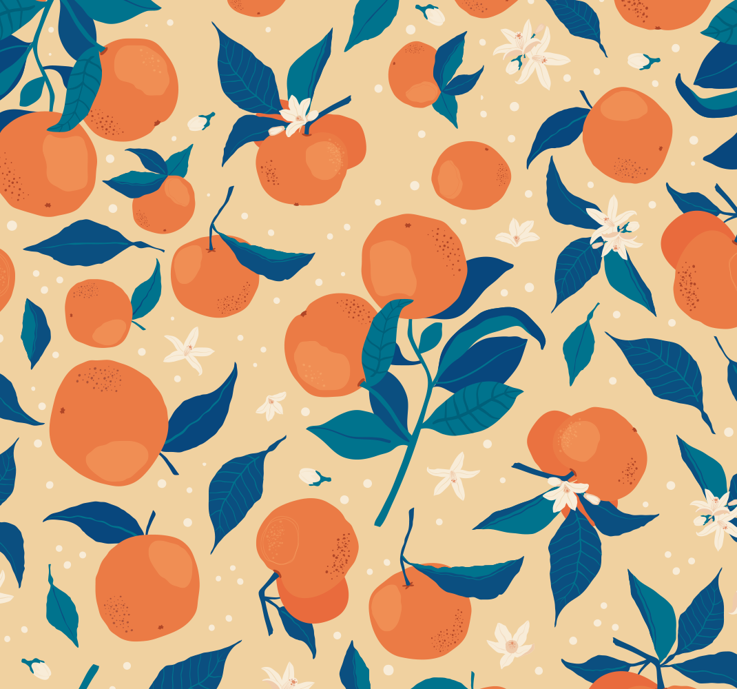 Vinyl teppich küche mit orangemuster - TenStickers