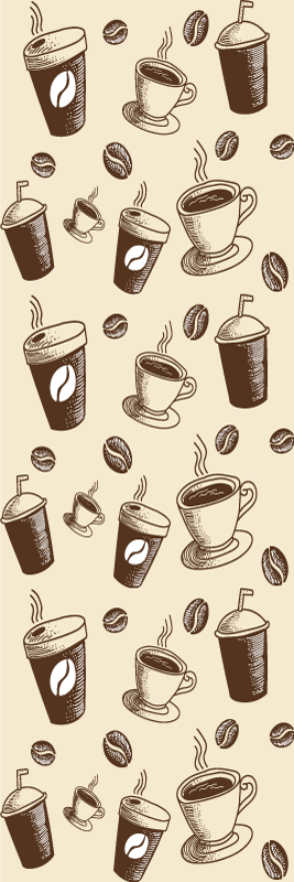 Vinyl teppich küche mit tollem muster kaffeetassen - TenStickers