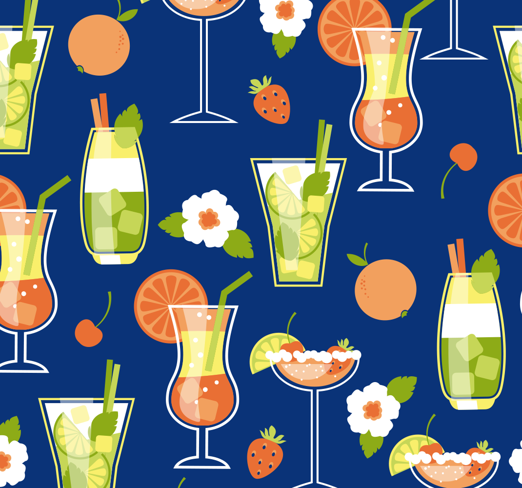 Vinyl teppich küche im vintage cocktails stil - TenStickers
