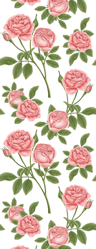 Vinyl teppich küche mit rosenmuster - TenStickers