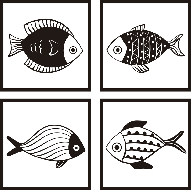 Vinyl teppich badezimmer mit schönem fischmuster - TenStickers