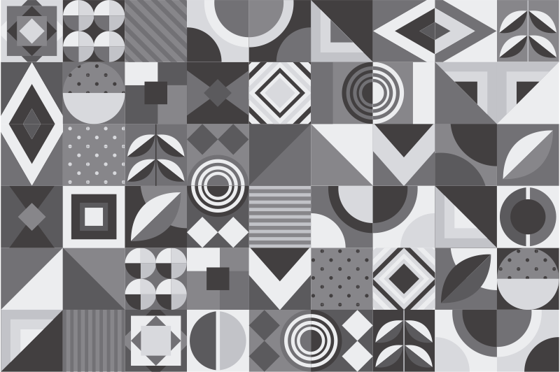 Vinyl teppich badezimmer graue geometrische fliesen - TenStickers
