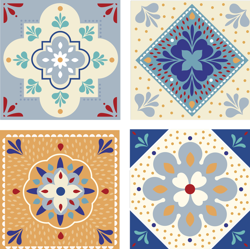 Vinyl teppich badezimmer bunte farbpalette - TenStickers