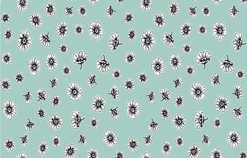 Vinyl teppich blumen mit süßem muster und weißen kamillen - TenStickers