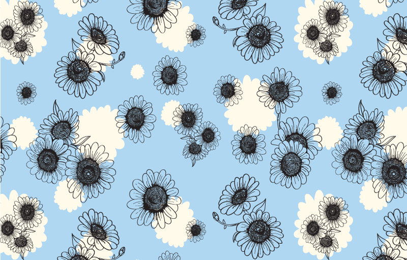 Vinyl teppich blumen gänseblümchen nahtlos modern - TenStickers