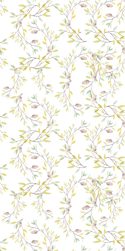 Vinyl teppich blumen mit original aquarellblättern - TenStickers
