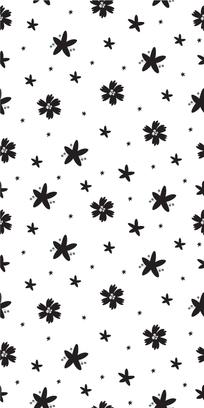 Vinyl teppich blumen schwarz-weiß blumenmuster - TenStickers