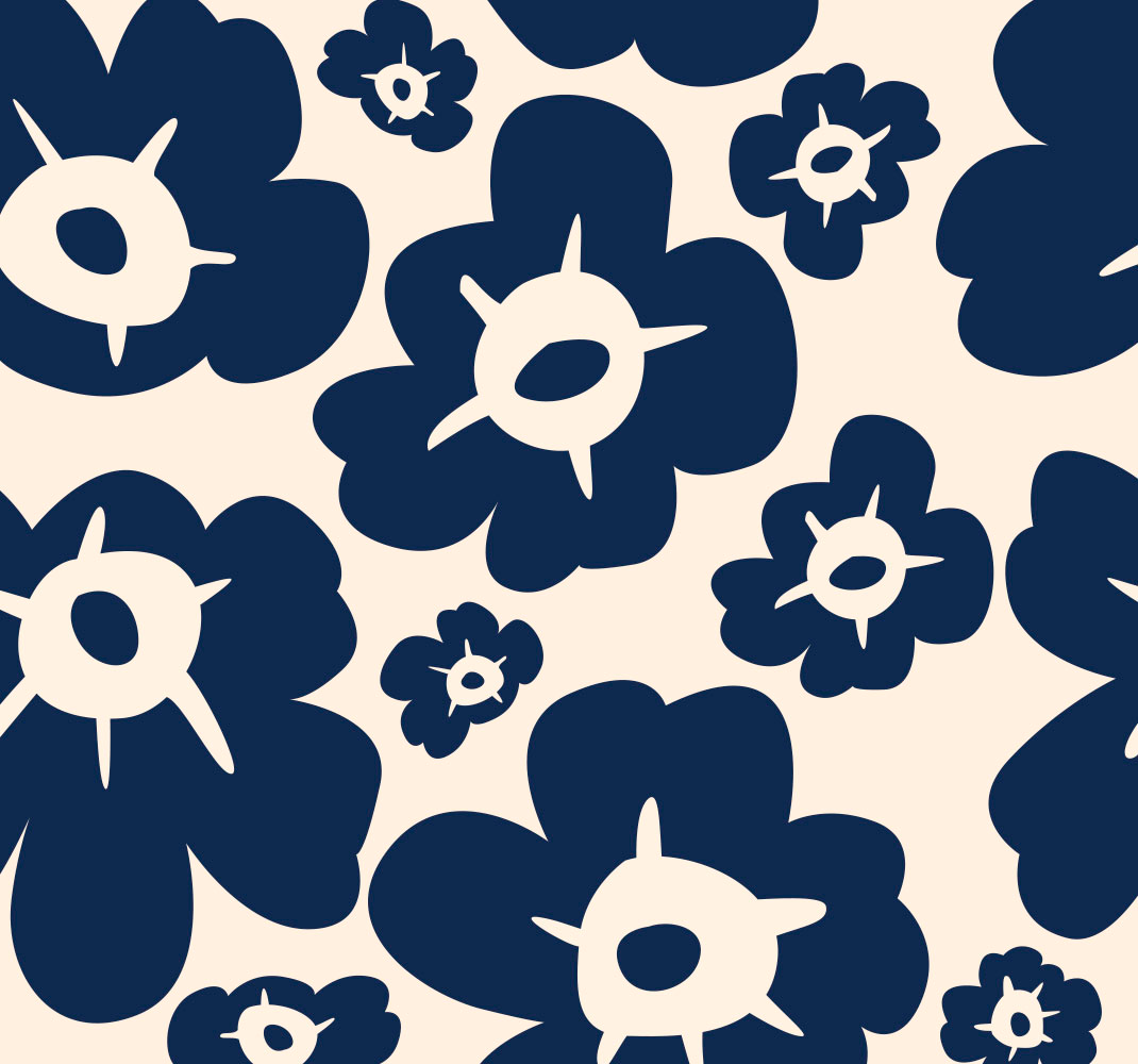 Vinyl teppich blumen in dunkelblauem mohn - TenStickers