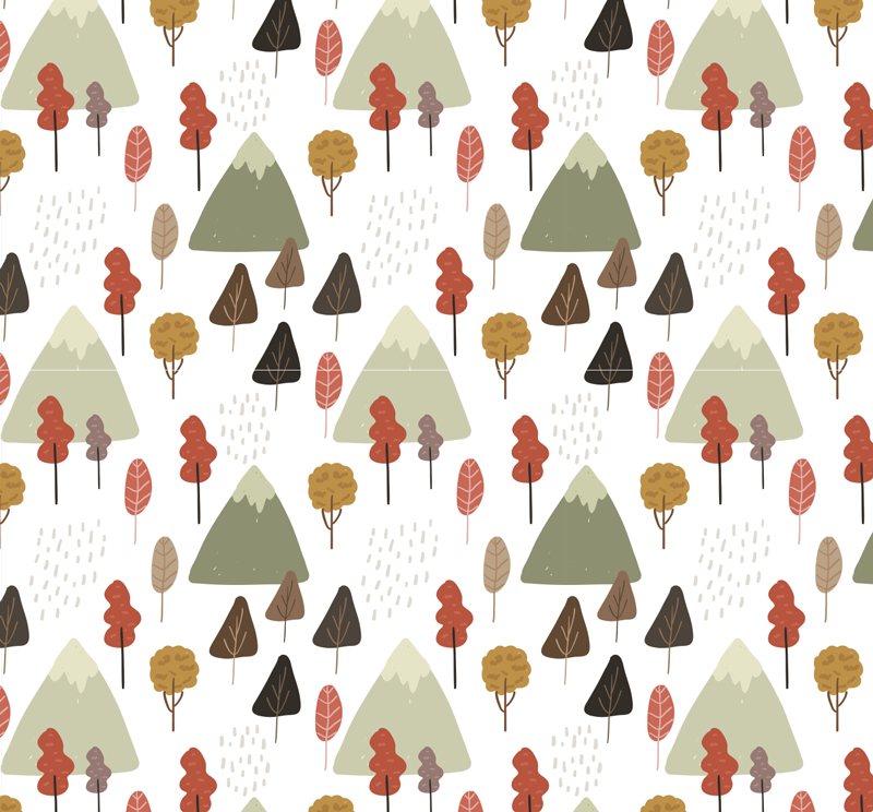 Vinyl teppich blumen mit verspielten baum-mustern - TenStickers