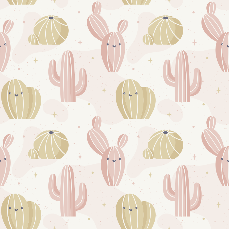 Vinyl teppich blumen mit niedlichem kaktusmuster - TenStickers