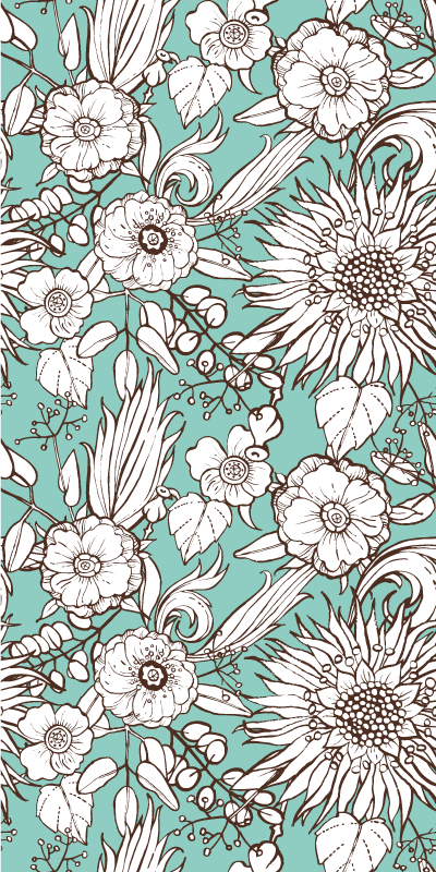 Vinyl teppich blumen mit floralem bildschirmmuster - TenStickers