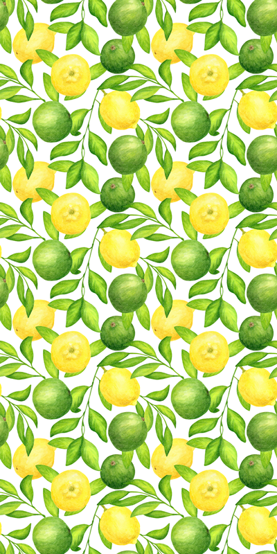 Vinyl teppich blumen zitrone und limette muster - TenStickers