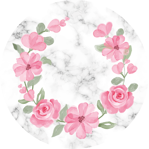 Vinyl teppich blumen mit marmorblütenkranz - TenStickers