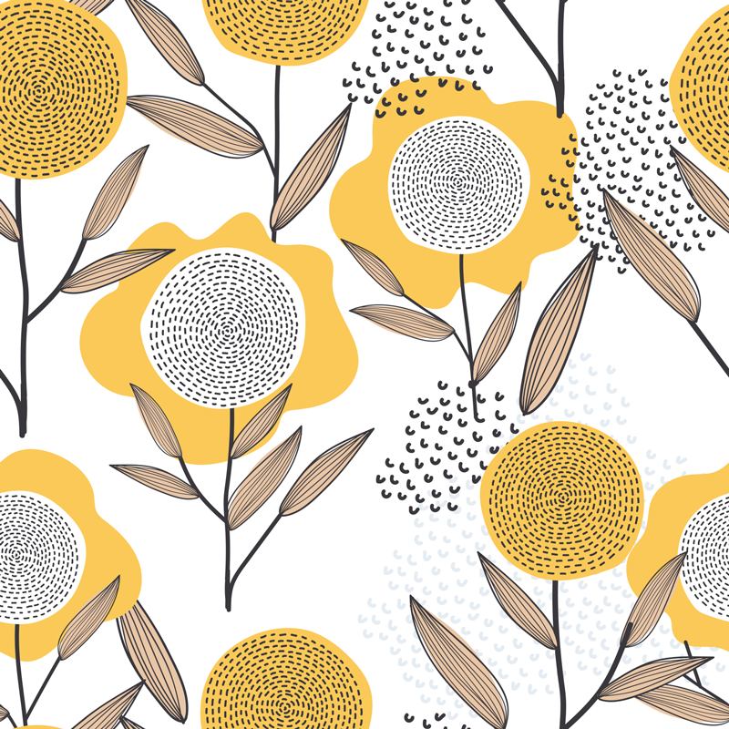 Vinyl teppich blumen gelbes abstraktes blumendesign - TenStickers