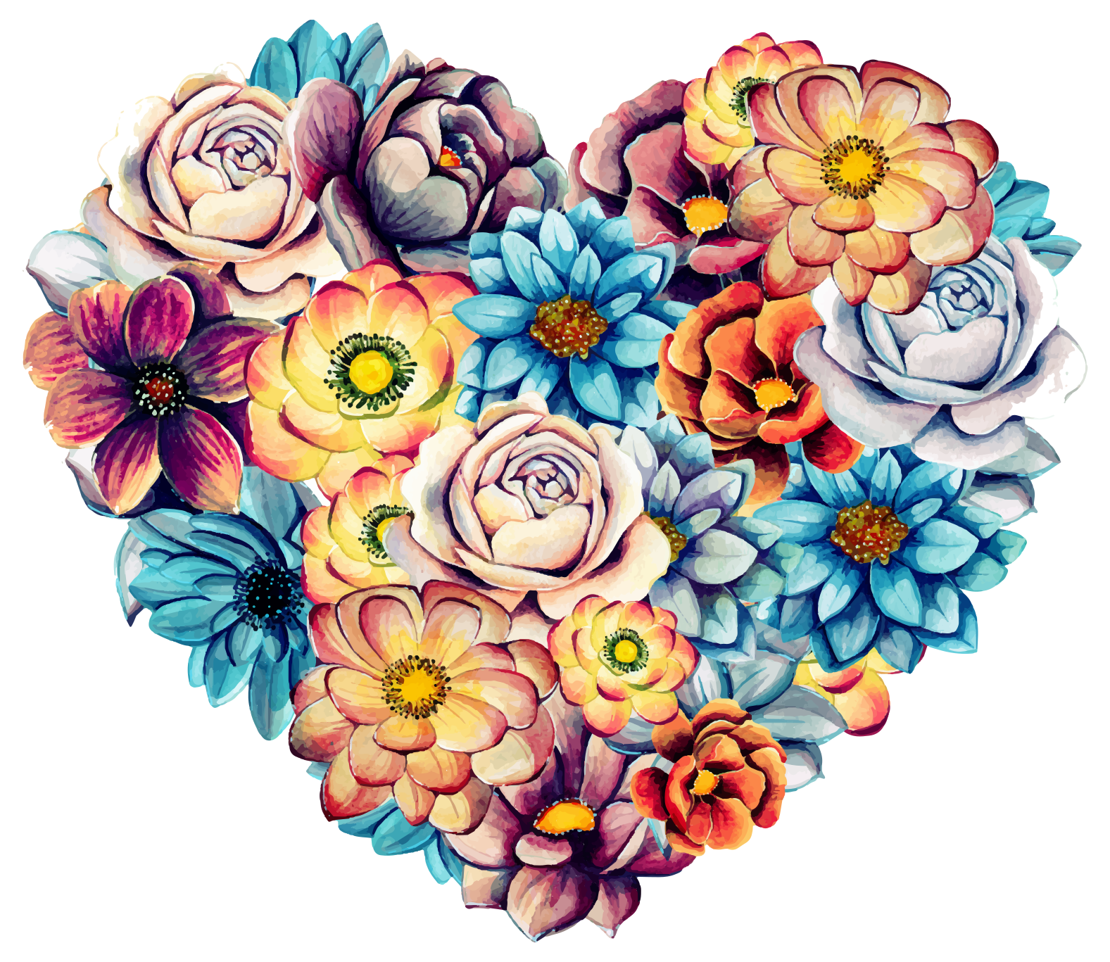 Vinyl teppich blumen herzblumen arrangement - TenStickers