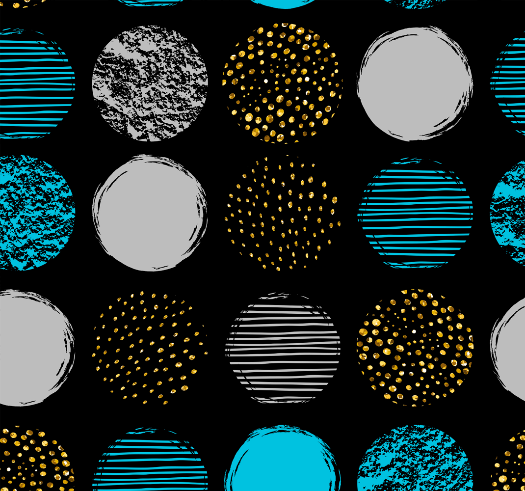 Vinyl teppich geometrisch mit punkten auf schwarz - TenStickers