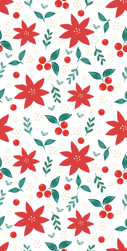 Vinyl teppich weihnachten mit weihnachtsblumen - TenStickers