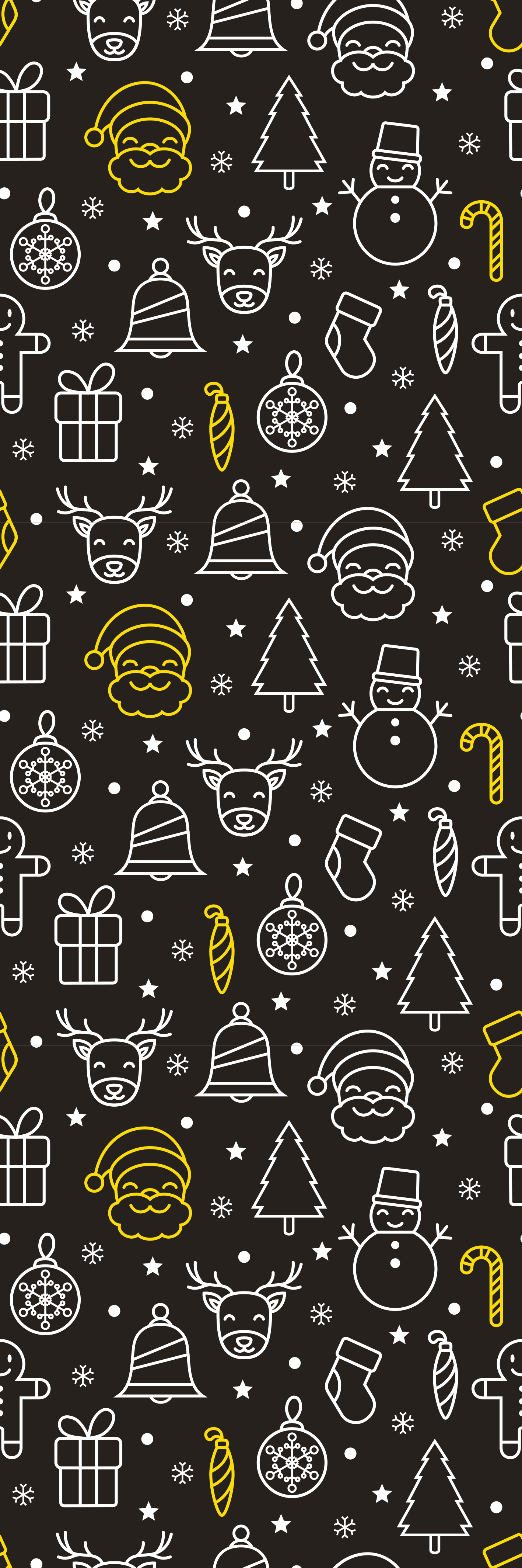 Vinyl teppich weihnachten mit weiß-gelbem muster auf schwarz - TenStickers