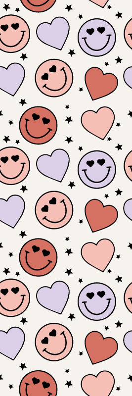 Vinyl teppich schlafzimmer mit herzen und smiley-gesichtern - TenStickers