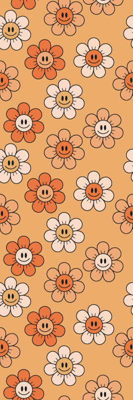 Vinyl teppich schlafzimmer mit orangenen smiley-gesichtern - TenStickers
